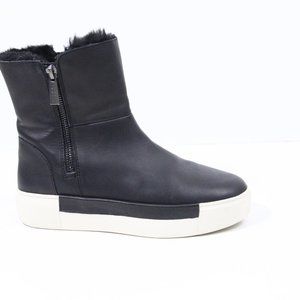 J Slides Sneaker Boots Women Black Leather Platform Booties sz 6.5 Shoes